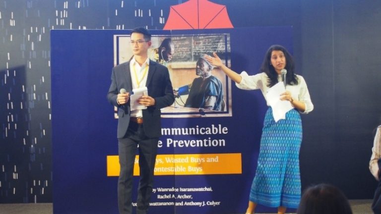 Master of ceremonies at the book launch (Aparna on the right)