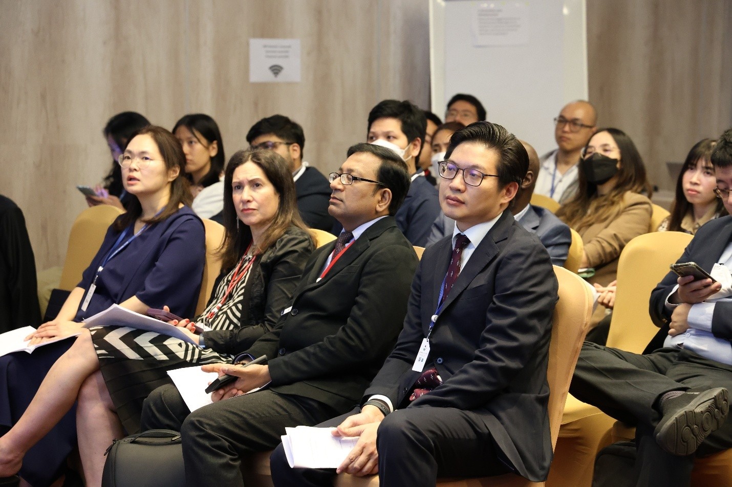 Professor Nam-Kyong Choi (Ewha Womans University, South Korea), Dr. Patricia Mechael (HealthEnabled), and Dr. Surakameth Mahasirimonkol (Ministry of Public Health, Thailand) [left to right] at the HITAP PMAC2025 side meeting